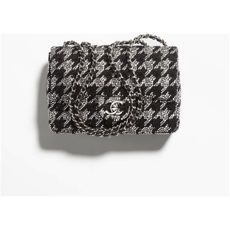 chanel black studded bag|Evening bag, Strass, silver.